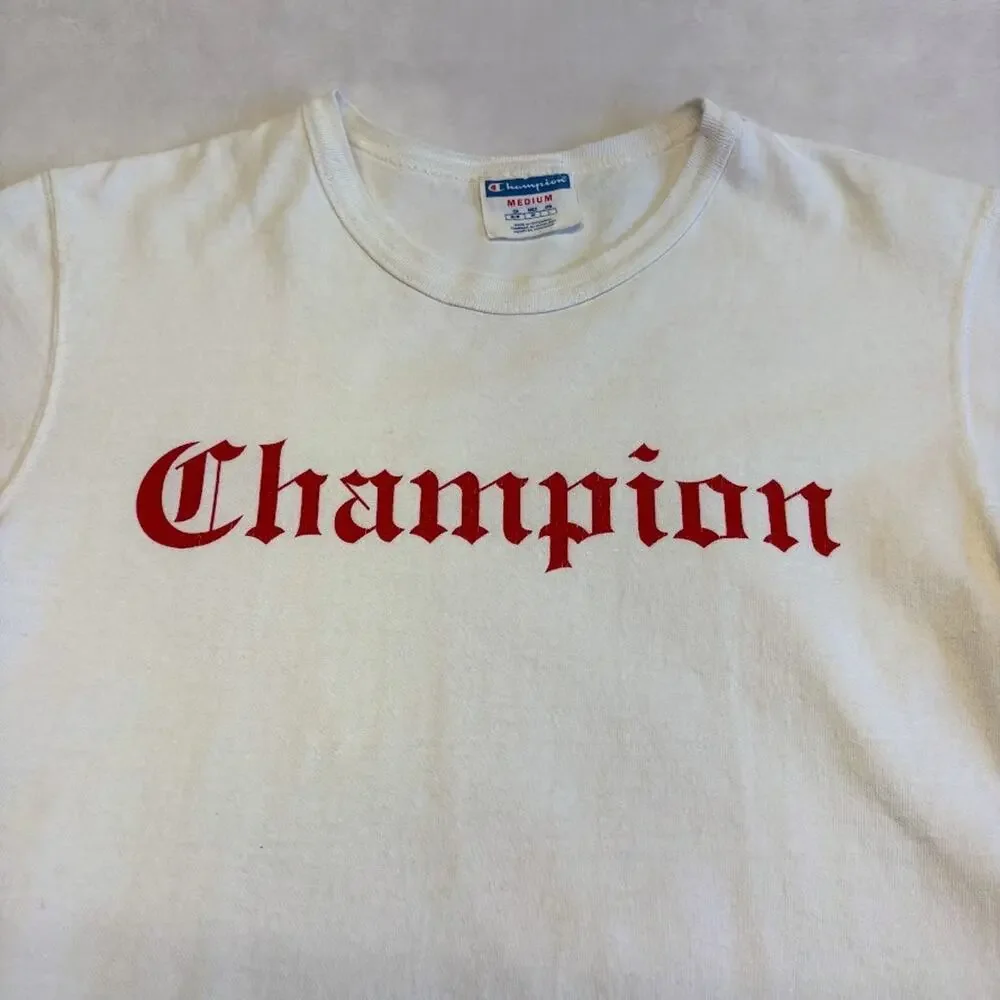 Champion Urban Outfitters T Shirt Old English Fancy Font Logo T Shirt Size M - Picture 5 of 9